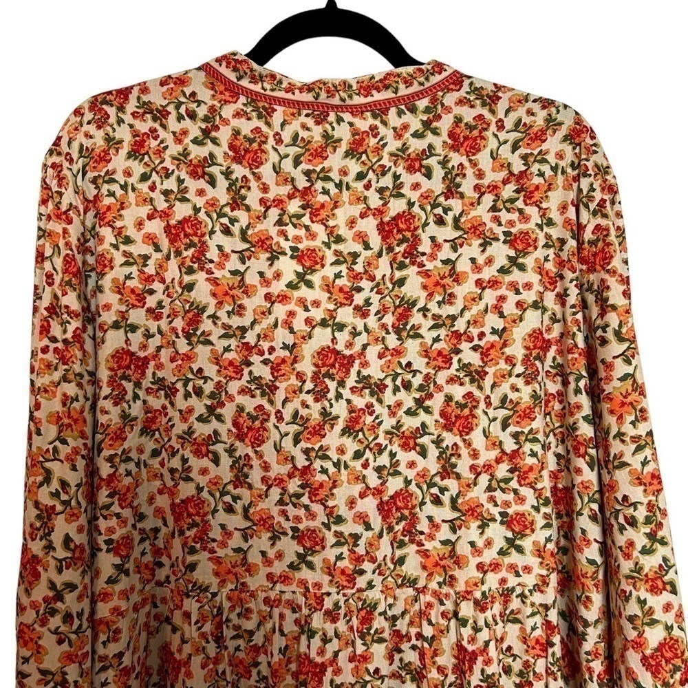 Woman Within Boho Floral & Leaf Print Lightweight Button Down Tunic Top NWT - Picture 13 of 16